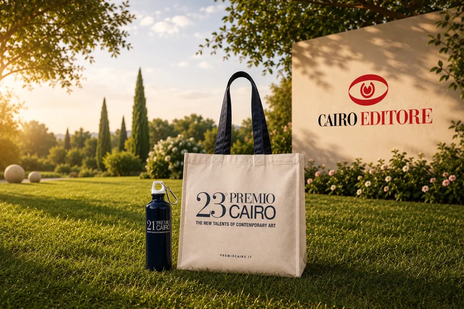 Cairo Editore — Premio Cairo cotton tote bag and water bottle